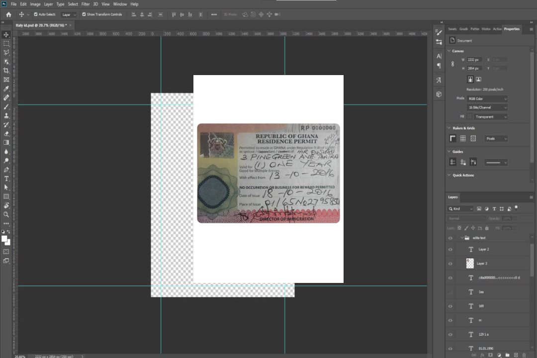 Permis de séjour au GHANA template